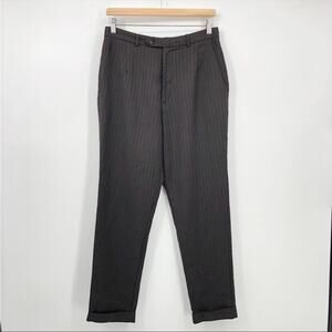 Reformation Brown Pinstripe Straight Pull-On High Waist Slack Office Crop Pant 6